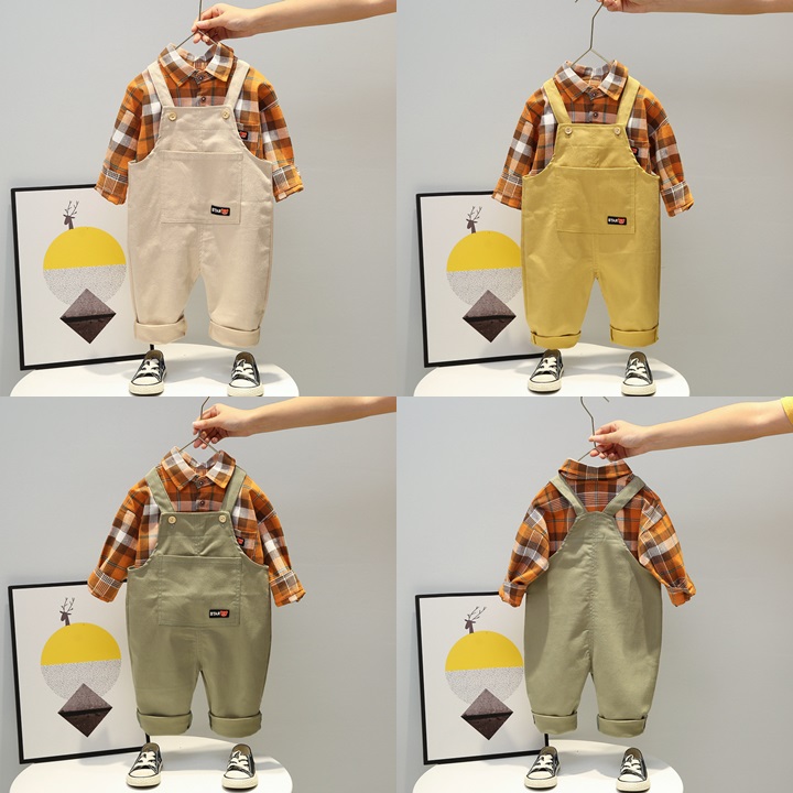 ha1223 เสื้อ+กางเกงเอี๊ยมยีนส์ size 80-110 จำนวน 4 ตัวต่อแพ็ค