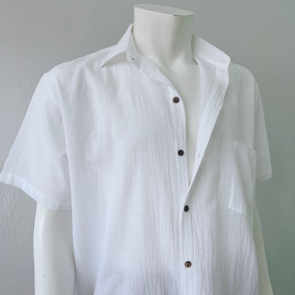 เสื้อเชิ้ตผ้าฝ้าย "สาลู" สไตล์พื้นเมือง ขนาด M-5XL ผ้าบางสวมใส่สบาย ระบายอากาศดี ใส่ไปทะเล