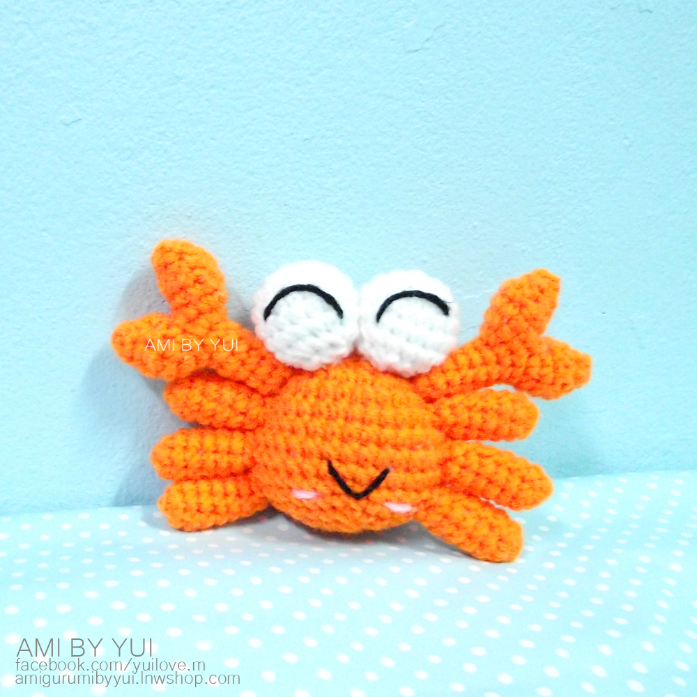 ตุ๊กตาถักไหมพรมปูยิ้มแฉ่ง Crab