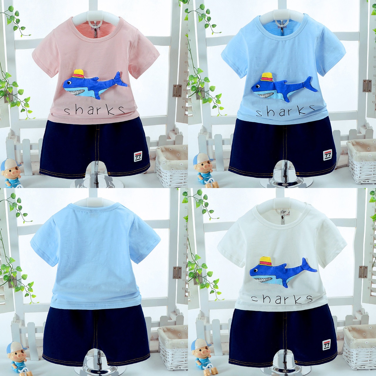 ha283 เสื้อ+กางเกง size 80-110 4 ตัวต่อแพ็ค