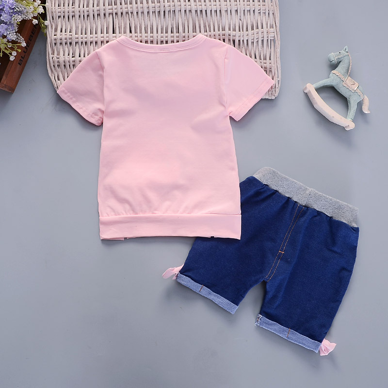 ha611 เสื้อยืดแขนสั้น+กางเกงยีนส์ขาสั้น size 80-110 4ตัวต่อแพ็ค