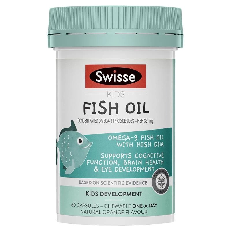 พร้อมส่ง น้ำมันปลาสำหรับเด็ก แบบเคี้ยวได้ Swisse Kids Fish Oil 60 แคปซูล