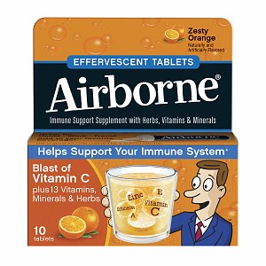 Airborne วิตามินสมุนไพร21ชนิด เม็ดฟู่จากUSA ใช้ทานป้องกันหวัด เสริมภูมิคุ้มกันทันที เมื่อไปรพ.หรือคนแออัด หรือไป ตปท.( หลอด10เม็ด รสส้ม) exp.09/2017 หมด