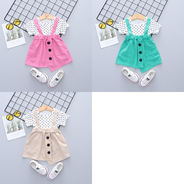 ha1416 เสื้อ+กระโปรงเอี๊ยม size 80-110 จำนวน 4 ตัวต่อแพ็ค