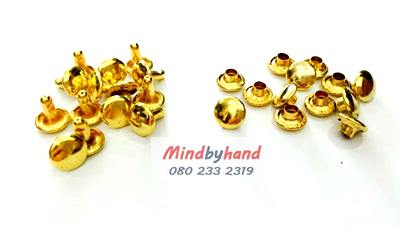 หมุดตอก/หมุดย้ำ สีทอง 8 x 6 มิล (แบบ 2 หน้า)