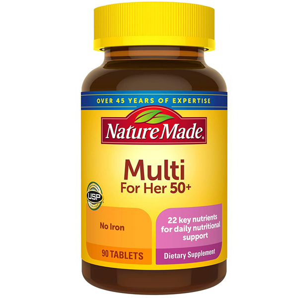 พร้อมส่ง วิตามินรวมผู้หญิงอายุ50+ Nature Made Multi For Her 50+ No Iron 90 Tablets