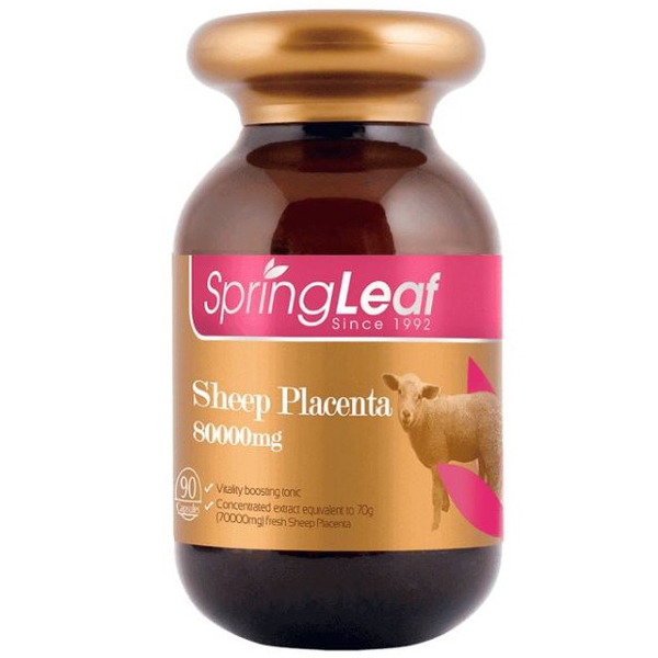 พร้อมส่งฟรี รกแกะพรีเมียม Spring leaf Sheep Placenta 80000mg 90แคปซูล