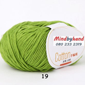 ไหมพรมเพียวคอตตอล รหัสสี 19 สีเขียว (เคโระ)