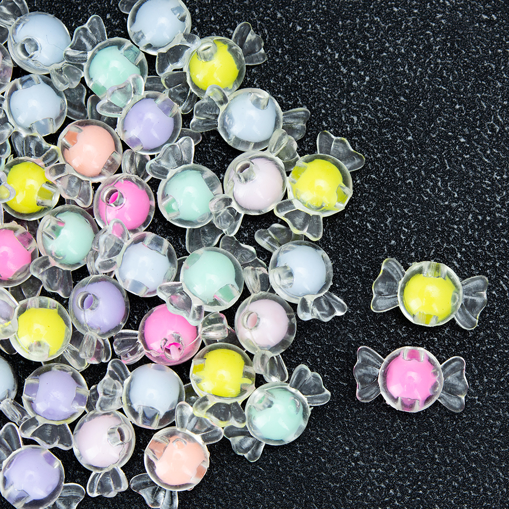 ลูกปัดอะคริลิคโทนใส Clear Beads ดอกไม้ ดาว หัวใจ แคนดี้ สําหรับทําเครื่องประดับ DIY Craft╭♥