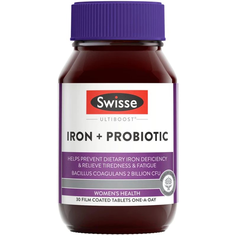 พร้อมส่ง ธาตุเหล็ก + โปรไบโอติก 2 พันล้าน CFU Swisse Ultiboost Iron + Probiotic 30 Tablets
