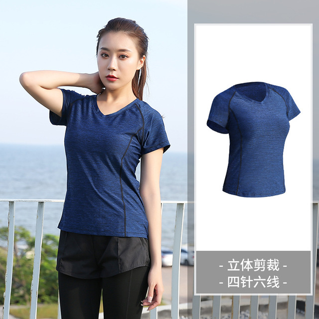 เสื้อยืดใส่ออกกำลังกาย สีเทา/สีน้ำเงิน (L~4XL) 7975
