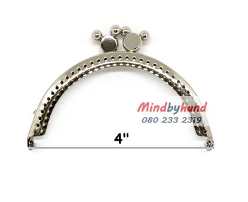 ปากกระเป๋าปิกแป๊ก 4" ที่บิดมิกกี้เม้าท์ สีเงิน แบบโค้ง