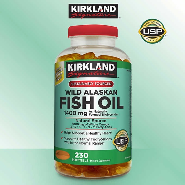 พร้อมส่งฟรี น้ำมันปลาอลาสก้า Kirkland Wild Alaskan Fish Oil 1400mg. Omega-3 DHA 230 Softgels