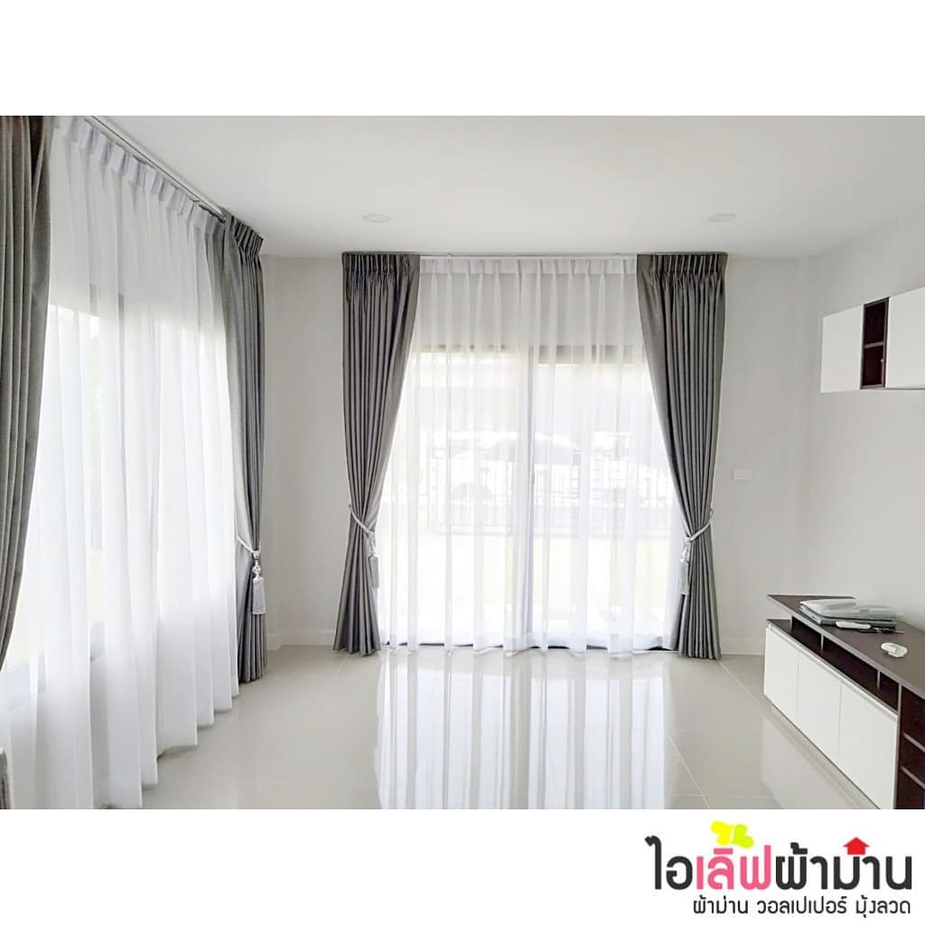 [H467] Centro ราชพฤกษ์-แจ้งวัฒนะ ม่านจีบ ผ้ากันแดด+ผ้าโปร่ง ม่านพับ มู่ลี่ไม้ ตกแต่งเสร็จ