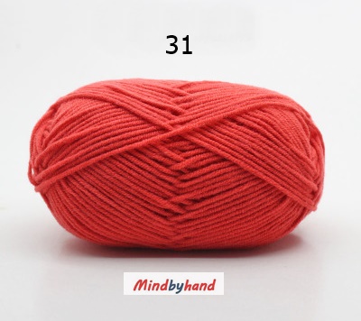 Milk Cotton เส้น4ply สีพื้น 31 Coral red