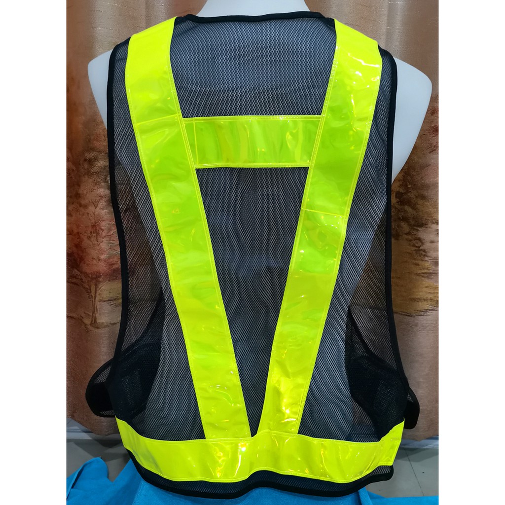 เสื้อกั๊กสะท้อนแสงซิปและกระเป๋า แถบสะท้อนแสง 2.4 นิ้ว