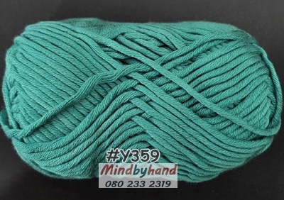 ไหมพรม คอตตอลมายด์เส้นใหญ่ รหัสสี Y359 สีเขียวเทอคอยส์