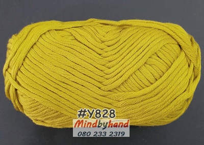 ไหมพรม คอตตอลมายด์เส้นใหญ่ รหัสสี Y828 สีเหลืองมัสตาลเข้ม