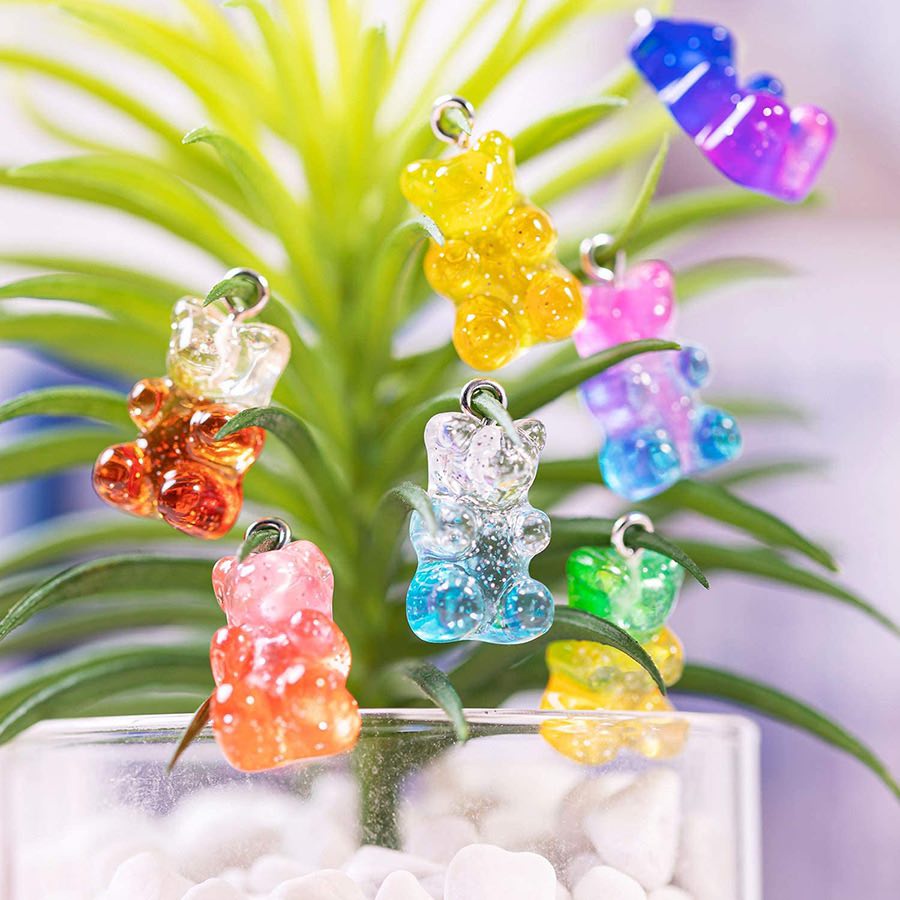 จี้เรซิ่นหมีกัมมี่แบร์ทูโทน Glitter Cute Gummy Cartoon Bear Pendant Charms สําหรับทําเครื่องประดับ Diy [พร้อมส่งในไทย)