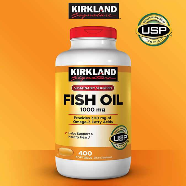 พร้อมส่ง น้ำมันปลาทะเลลึก Kirkland Fish Oil 1000mg. 400 Softgels