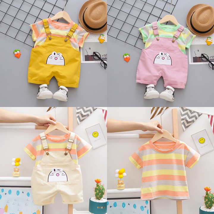 ha1383 เสื้อ+กางเกงเอี๊ยม size 80-110 จำนวน 4 ตัวต่อแพ็ค
