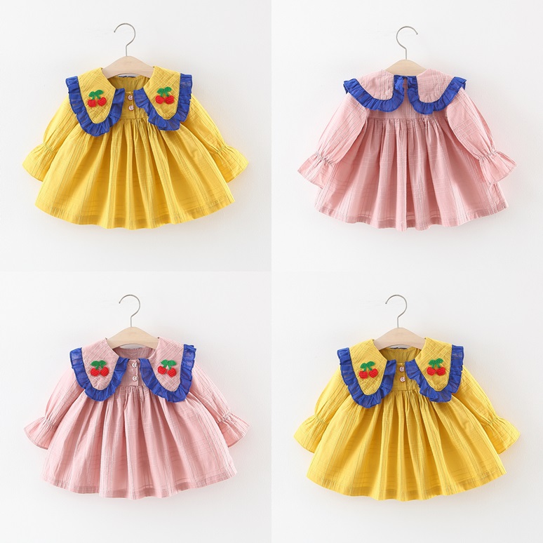 my2161 เดรสแขนยาว size 6-12 จำนวน 4ตัวต่อแพ็ค