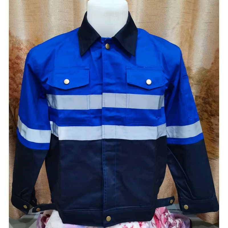 เสื้อช็อป เสื้อช่าง เสื้อใส่ทำงาน แขนยาวรุ่นกระดุมทองทูโทน Size S-6XL