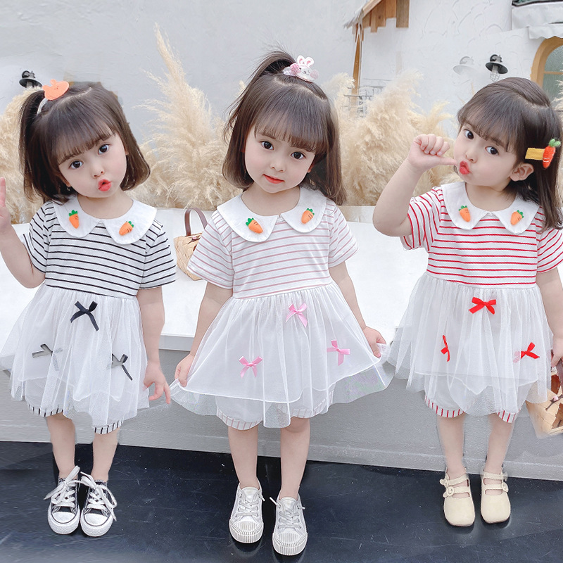 ha1496 เดรส+กางเกง size 80-110 จำนวน 4 ตัวต่อแพ็ค