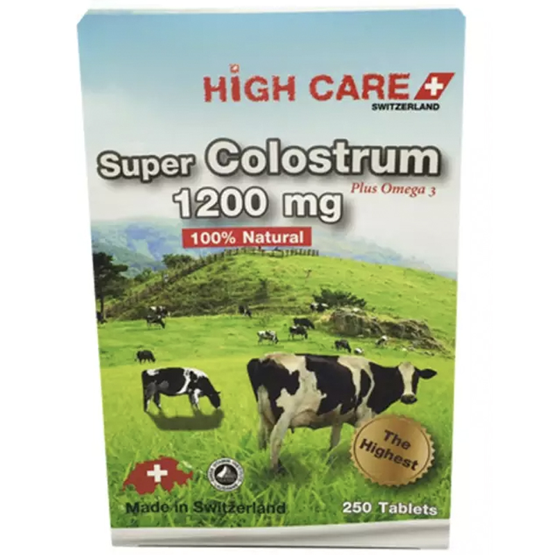 พร้อมส่ง นมอัดเม็ดเพิ่มความสูง High Care Super Colostrum 1200 MG Plus Omega3 คลอลอสตรุ้ม