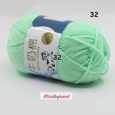 ไหมพรม Milk Cotton กลุ่มเล็ก รหัสสี 32 Light Green