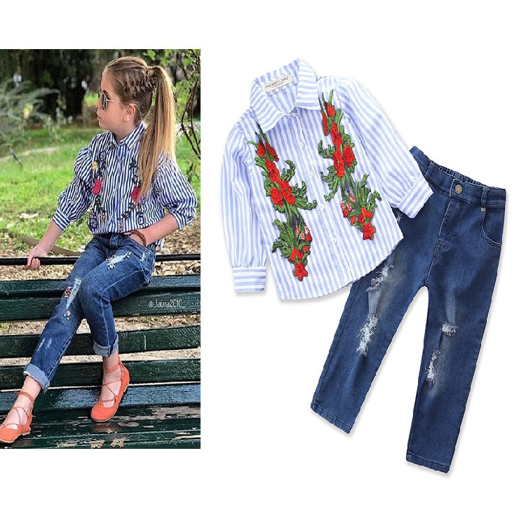 km3057 เสื้อ+กางเกงยีนส์ size 80-120 5 ชุดต่อแพ็ค