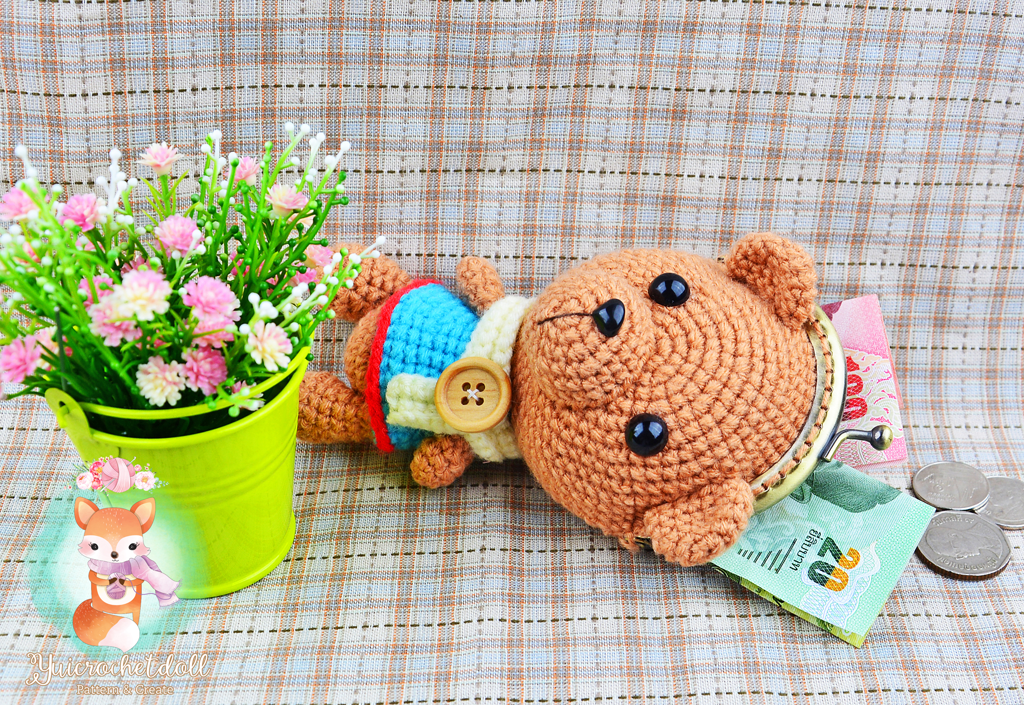 กระเป๋าปิ๊กแป๊ก หมีผูกผ้าพันคอ