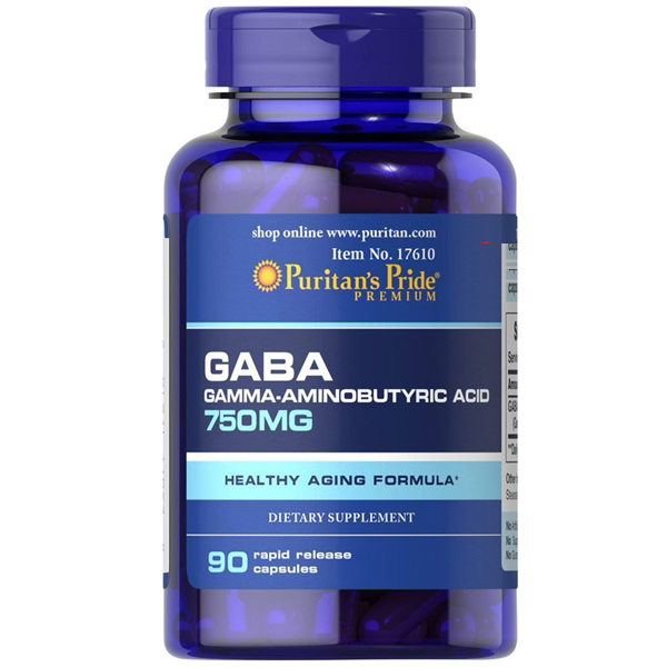 พร้อมส่ง ผ่อนคลาย ช่วยหลับง่าย Puritan's Pride GABA 750mg. 90 Capsules