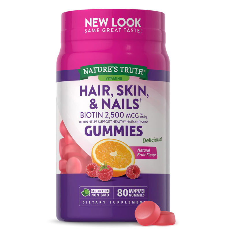 พร้อมส่งฟรี Nature's Truth GORGEOUS HAIR, SKIN & NAILS GUMMIES ขนาด 80 เม็ด วิตามินบำรุงผมผิวเล็บแบบกัมมี่