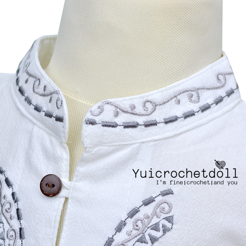 เสื้อเด็กหม่องวินเทจ (แขนสั้น) รุ่นปักลายคอ เสื้อคอจีนปักลาย สไตล์พื้นเมือง