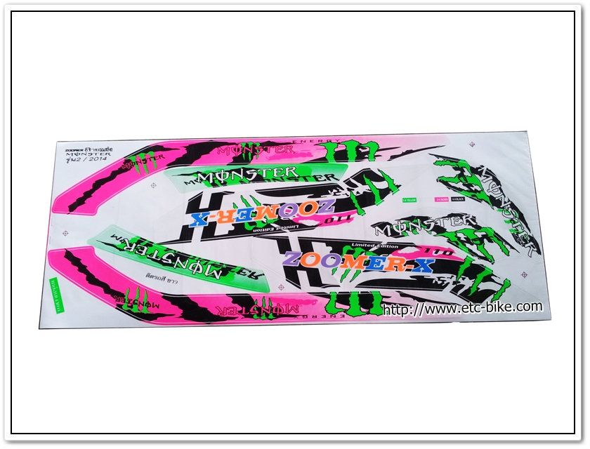 สติ๊กเกอร์ ZOOMER-X Monster ปี 2014 รุ่น 2 ติดรถสีขาว