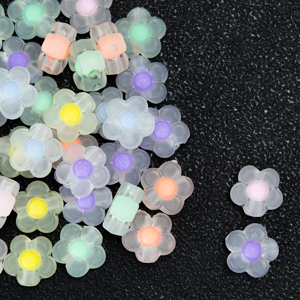 ลูกปัดอะคริลิคโทนขุ่น Matt Beads ดอกไม้ ดาว หัวใจ แคนดี้ สําหรับทําเครื่องประดับ DIY Craft╭♥