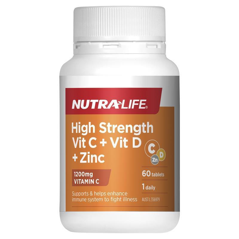 พร้อมส่งฟรี NutraLife High Strength Vitamin C 1200 + D + Zinc 60 Tablets เสริมภูมิคุ้มกันแบบ Triple Action