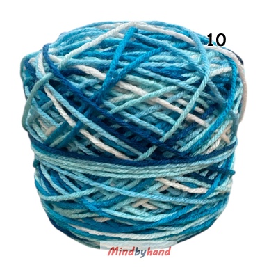 เส้นฝ้ายอินโด สีเหลือบ สี 10 สีโทนฟ้า