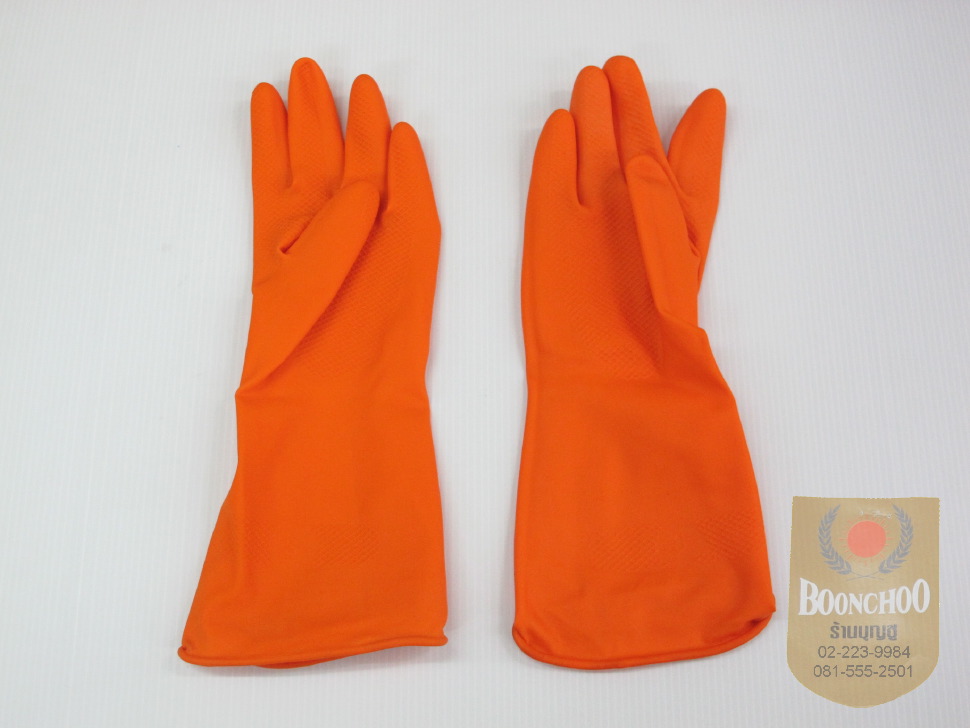 ถุงมือยางสีส้ม