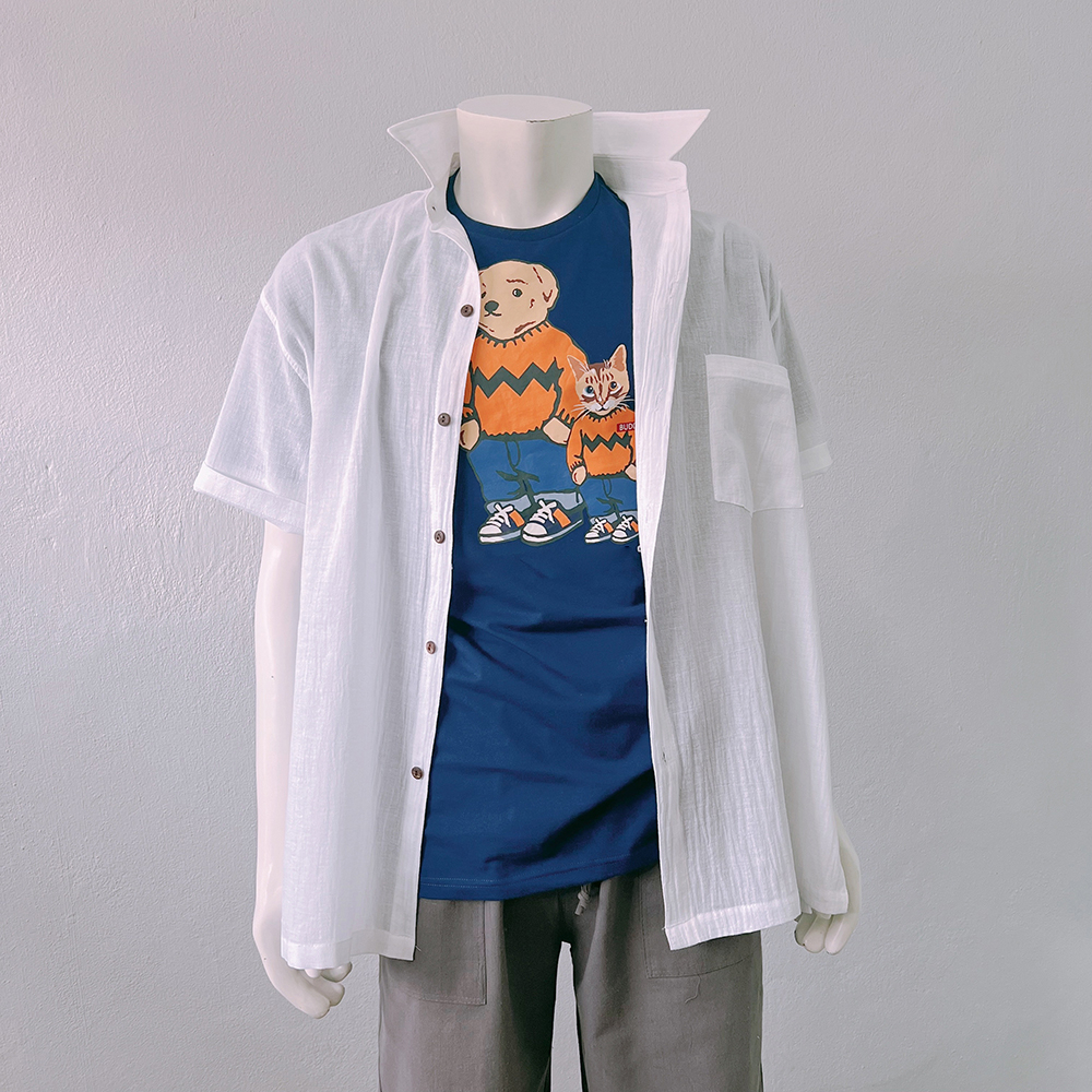 เสื้อเชิ้ตผ้าฝ้าย "สาลู" สไตล์พื้นเมือง ขนาด M-5XL ผ้าบางสวมใส่สบาย ระบายอากาศดี ใส่ไปทะเล