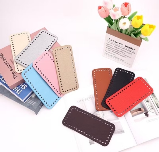 แผ่นหนังรองก้นกระเป๋าสำเร็จรูป ขนาด 8x18 cm. ทรงเหลี่ยม