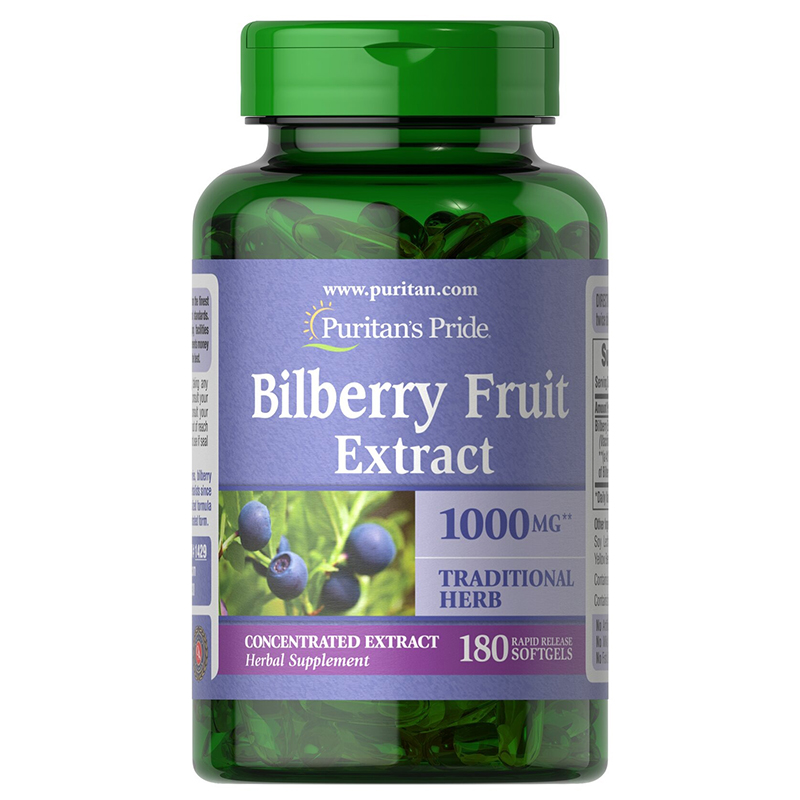 พร้อมส่ง บำรุงสายตา Puritan’s Pride Bilberry 1000mg. (Extract 250mg.) 180 Softgels