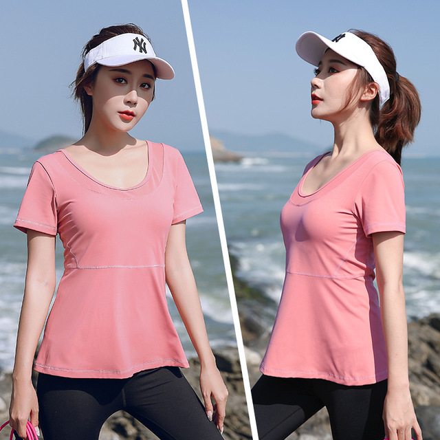 เสื้อยืดออกกำลังกายผู้หญิง สีขาว/สีดำ/สีชมพู (L,XL,2XL,3XL,4XL) 8047