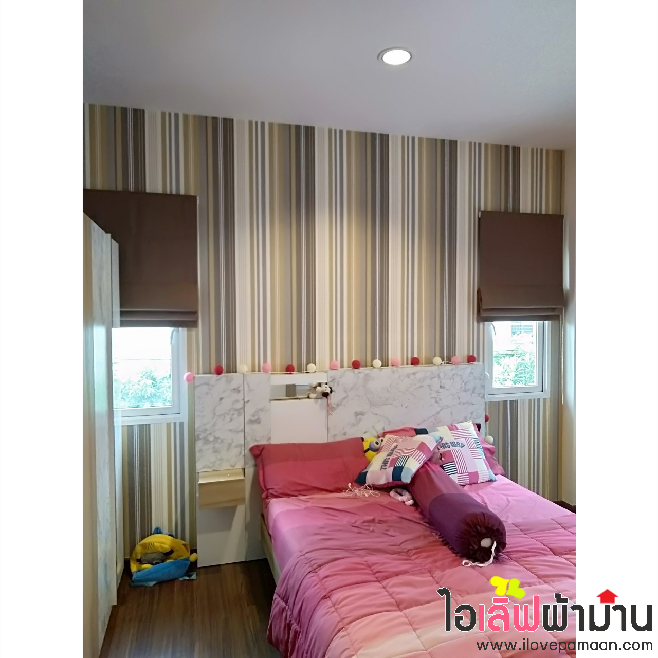 [H437] ซื่อตรง Cozy บางบัวทอง-340 ม่านจีบ ผ้าโปร่ง มู่ลี่ไม้ วอลเปเปอร์