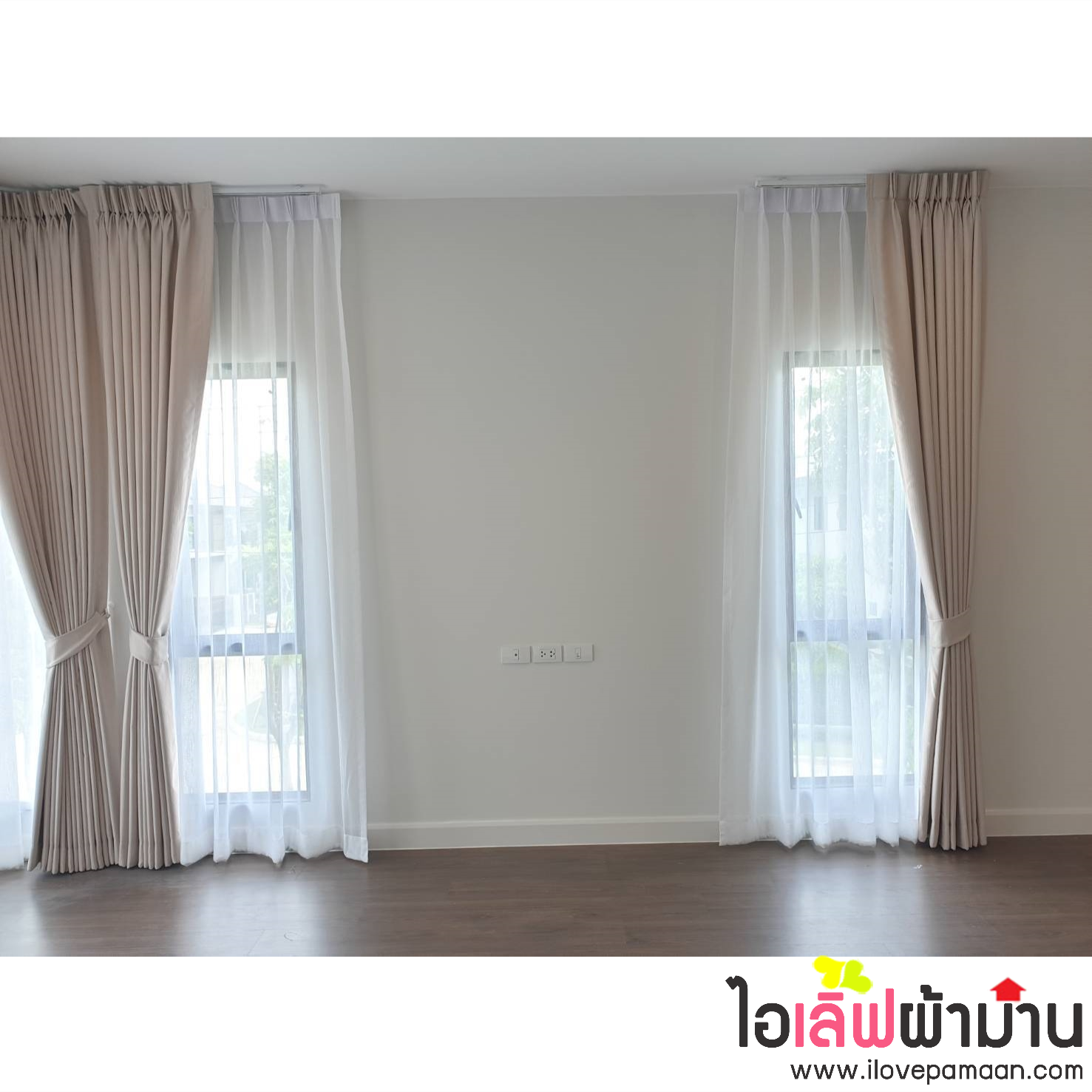 [H434] บุราสิริ ราชพฤกษ์-345 ม่านจีบ ผ้าโปร่ง