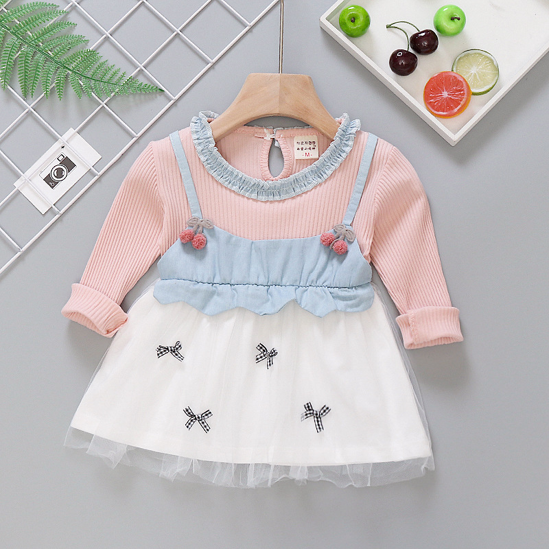 my2169 เดรสแขนยาว size 6-12 จำนวน 4ตัวต่อแพ็ค