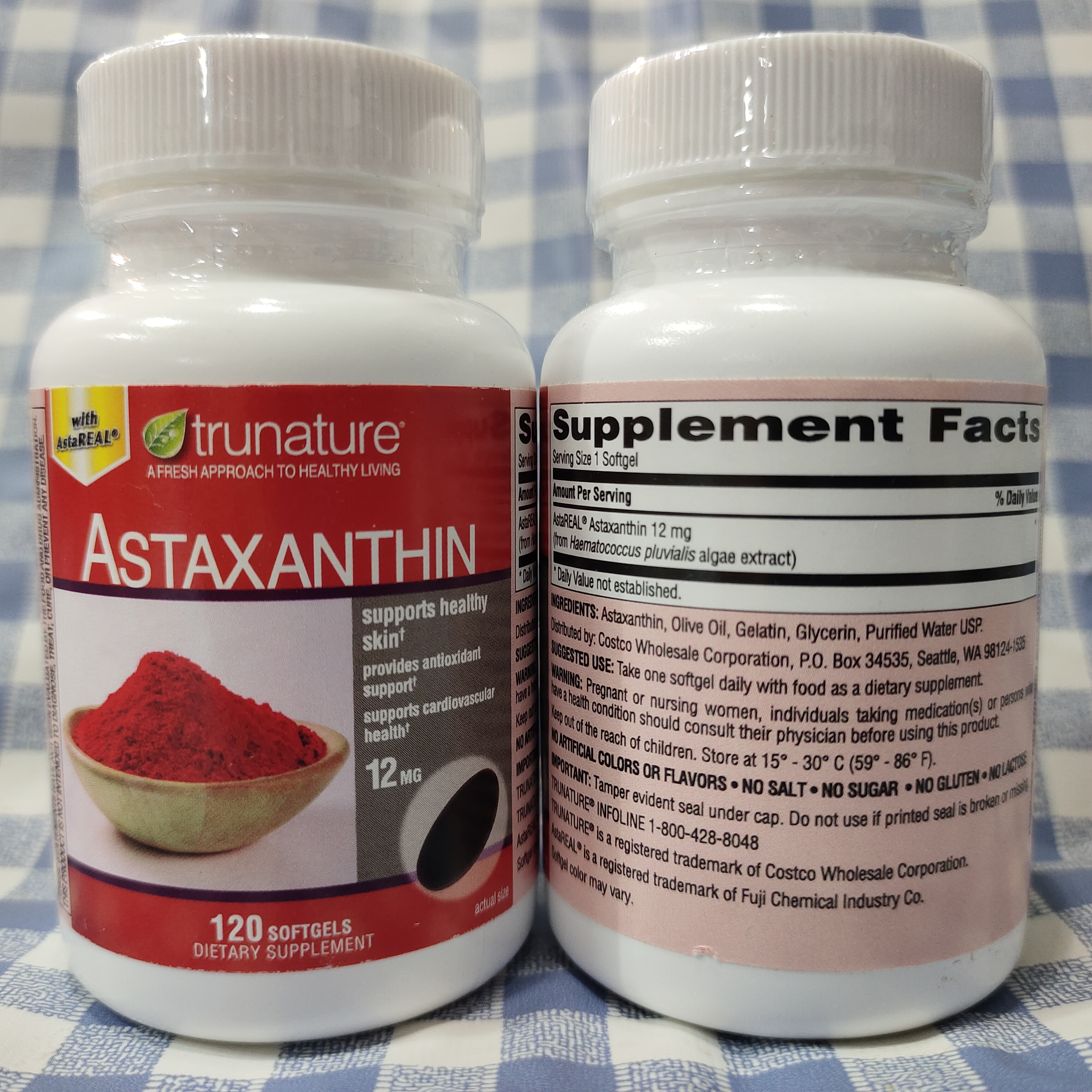 Trunature Astaxanthin 12mg 120 Softgels ลดจุดด่างดำฝ้ากระ,ผิวเรียบเนียนสวย (Exp.07/2023)ตัวใหม่
