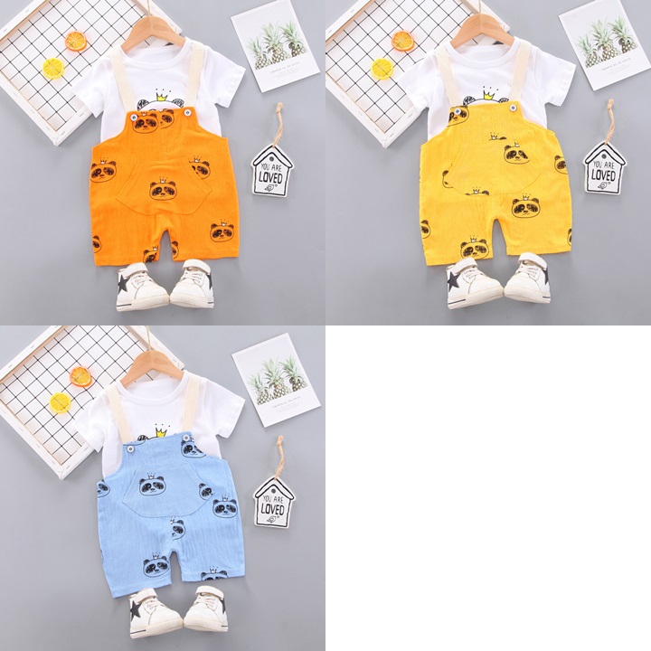 ha1702 เสื้อ+กางเกงเอี๊ยม size 80-110 จำนวน 4 ตัวต่อแพ็ค