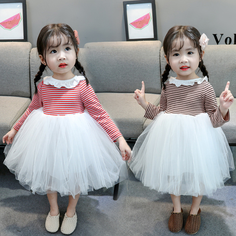 my2185 เดรสแขนยาว size 6-12 จำนวน 4ตัวต่อแพ็ค
